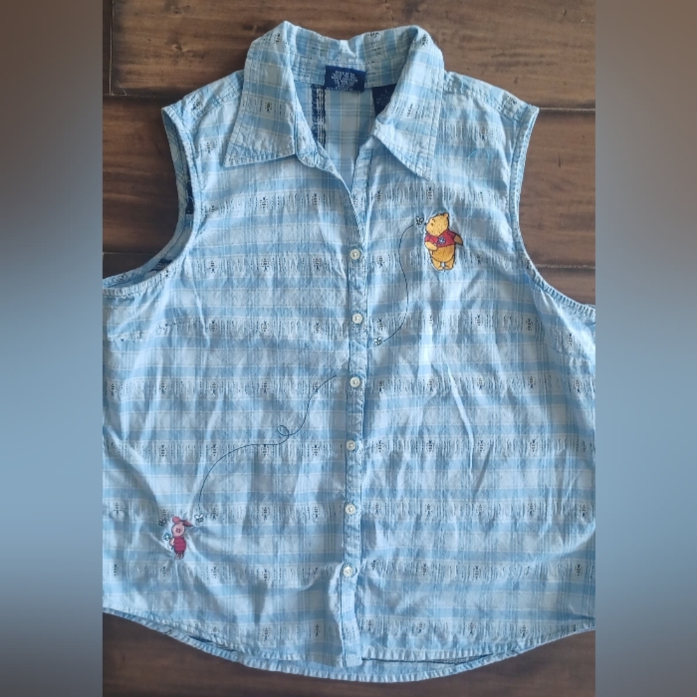 Disney‎ pooh/ winnie and piglet  COTTON Womens Top vest Sz L SUMMER TRAVEL